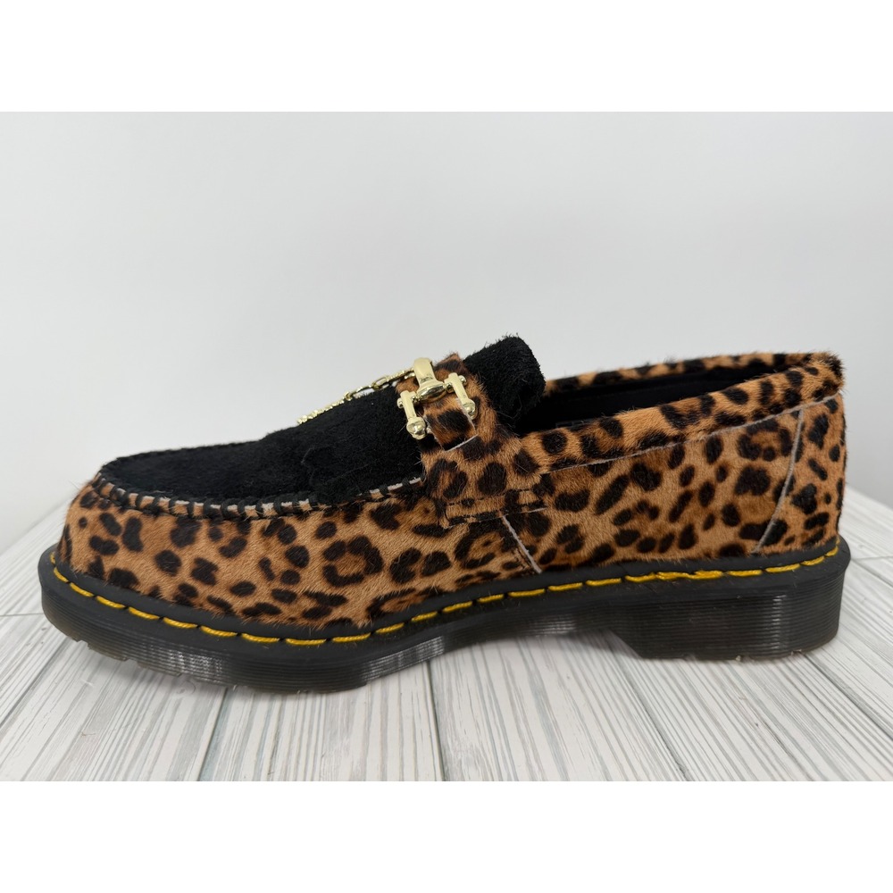 Dr. Martens Adrian Bone Snaffle Leopard Black Hair On Desert  Suede Loafers M11 - Picture 4 of 14